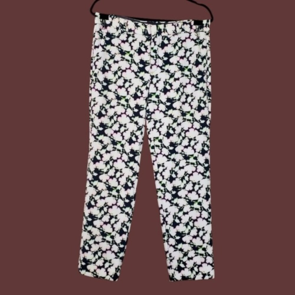 Banana Republic Womens Avery Blue Pink Floral Print Cropped Pants Size 4 NWT